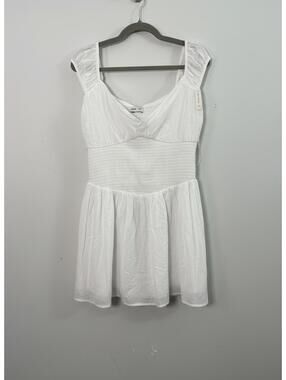 NWT Hollister White Smocked Mini Dress w/ Pockets XL Swiss Dot Cottagecore